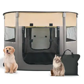 Pet Playpen Toy Choi's Foldable Portable Dog Cat Playpens Exercise Kennel Tent Removable Shade Cover Travel Camping Use 1