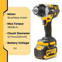 1800N.M Torque Brushless Electric Impact Wrench 1/2 inch Li-ion Battery Cordless Socket Wrench Power Tool For Makita 18V Battery 2