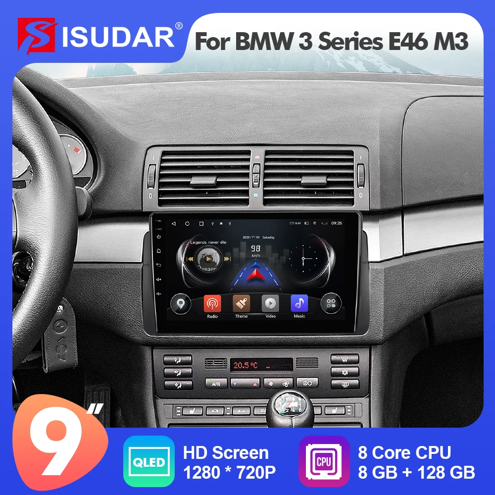 9 дюймов Isudar Android 12 Авто радио мультимедиа для BMW 3 серии E46 M3 318/320/325/330/335 1998-2005 Автомобильный GPS стерео Авто No 2din