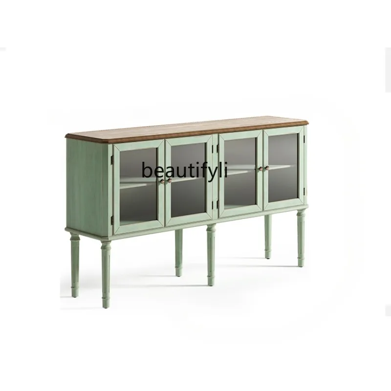 

American Retro Sideboard Cabinet Solid Wood Living Room Home Integrated Wall Cabinet Small Apartment Country Sideboard Cabinet