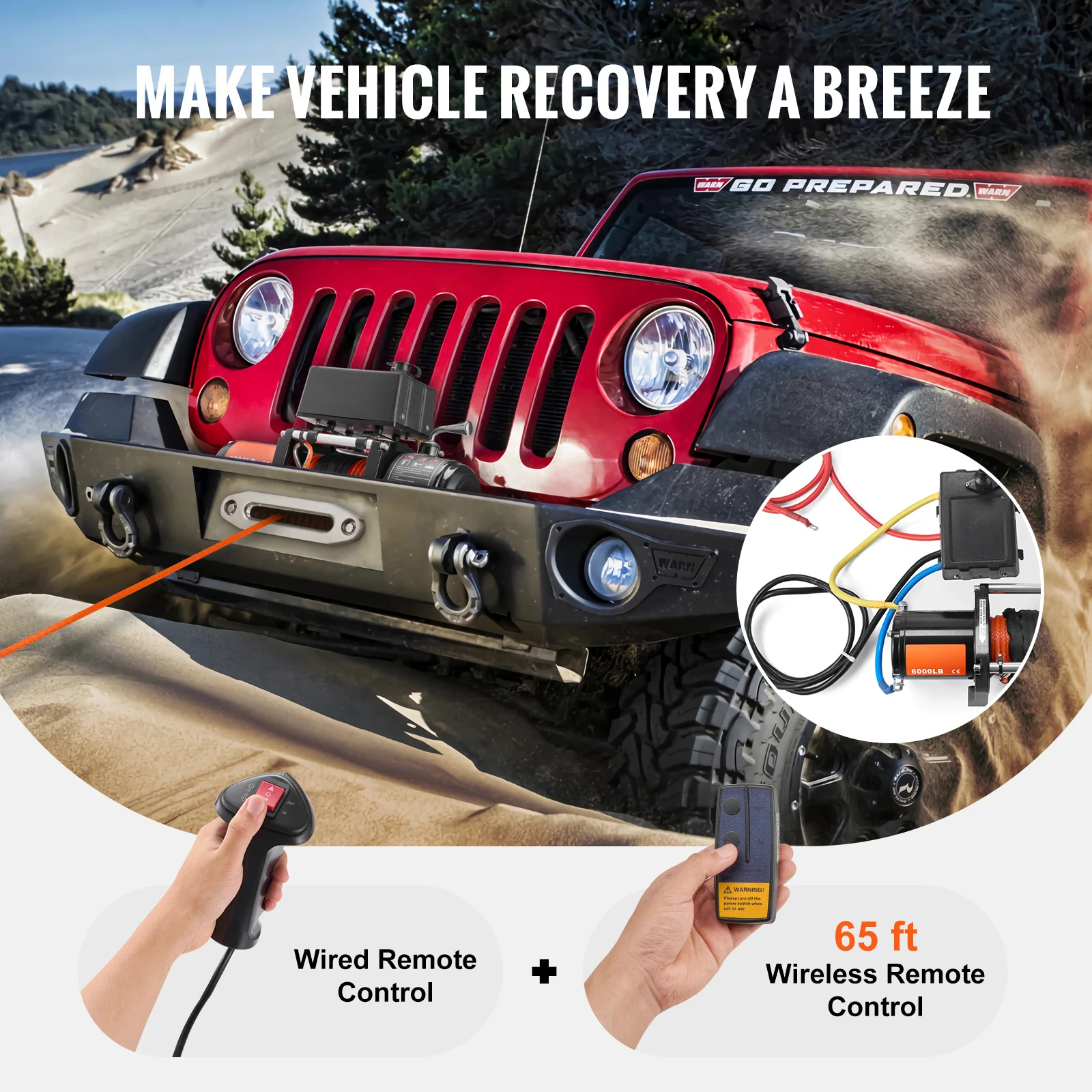 Electric Winch with Synthetic Rope for Off Road Recovery