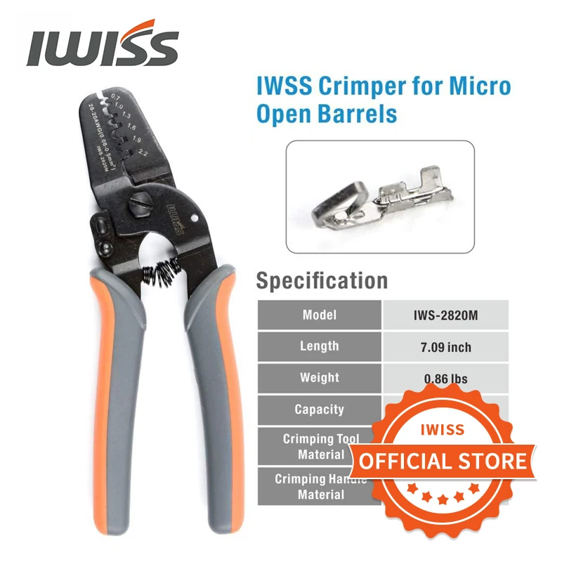 Iwiss Iws-2820 Strumenti Di Crimpatura Terminale Manuale Per Pinze Di Crimpatura 28-20Awg Jam,Molex,Tyco, Terminali Jst E Crimpatrice Per Connettori