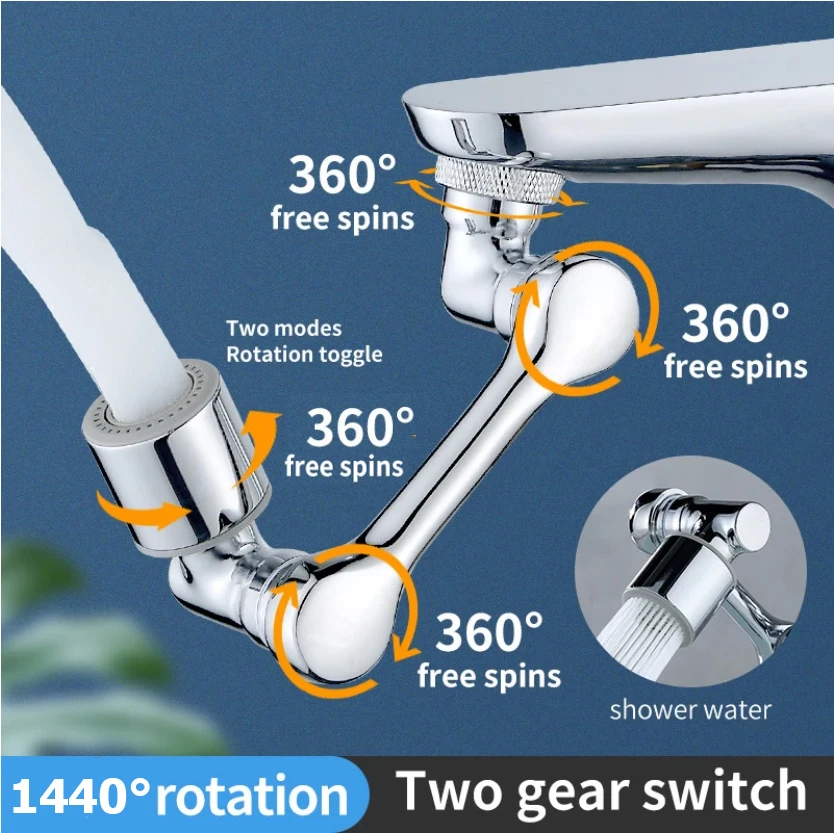 Universale 1440 ° Rotazione Rubinetto Aeratore Extender Filtro Antispruzzo Rubinetti Bubbler Ugello Cucina Risparmio Acqua 1080 ° 360 ° Spray