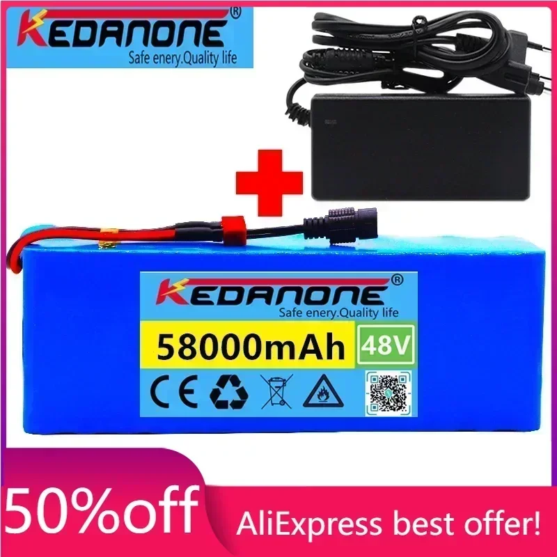 

48v lithium ion Batterie 58Ah 1000w 13S3P 18650 li-ion Battery Pack For 54.6v E-bike Electric bicycle Scooter with BMS + Charger