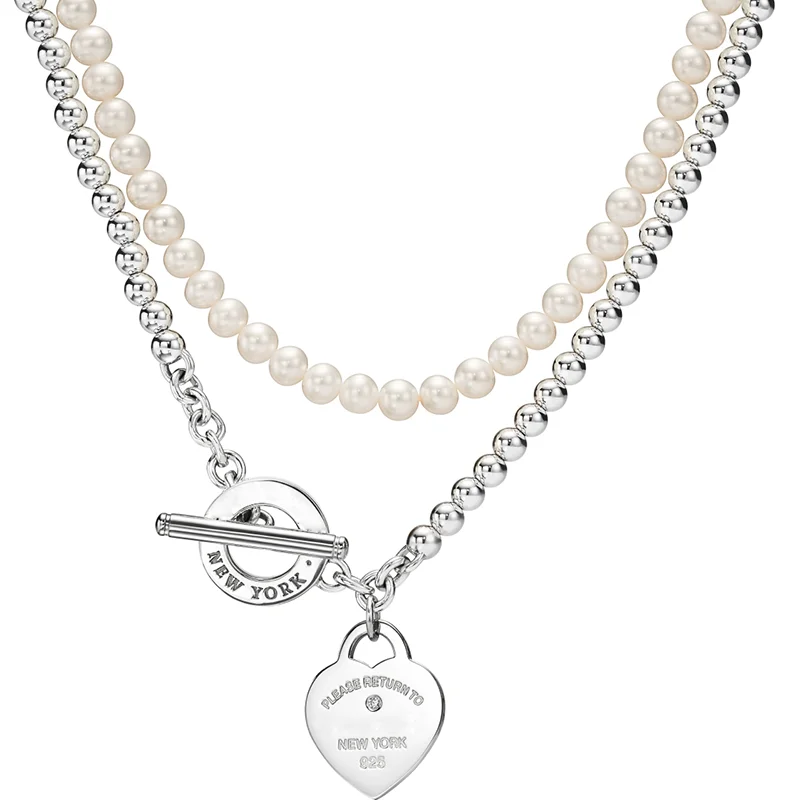 

1: 1. Женское роскошное Брендовое ювелирное изделие из серебра 925 пробы в форме сердца, жемчужное ожерелье, романтический и милый женский подарок на праздник