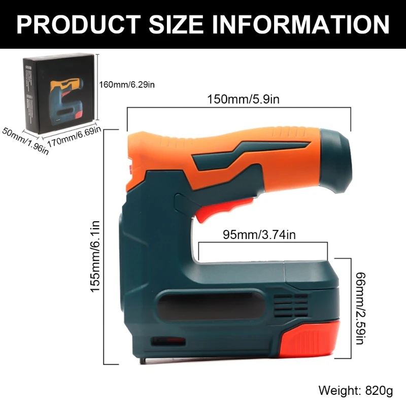 Electric Staple Guns Cordless Upholstery Stapler Guns for Wood Rechargeable Nailer Staple Nails Staple Remover 6