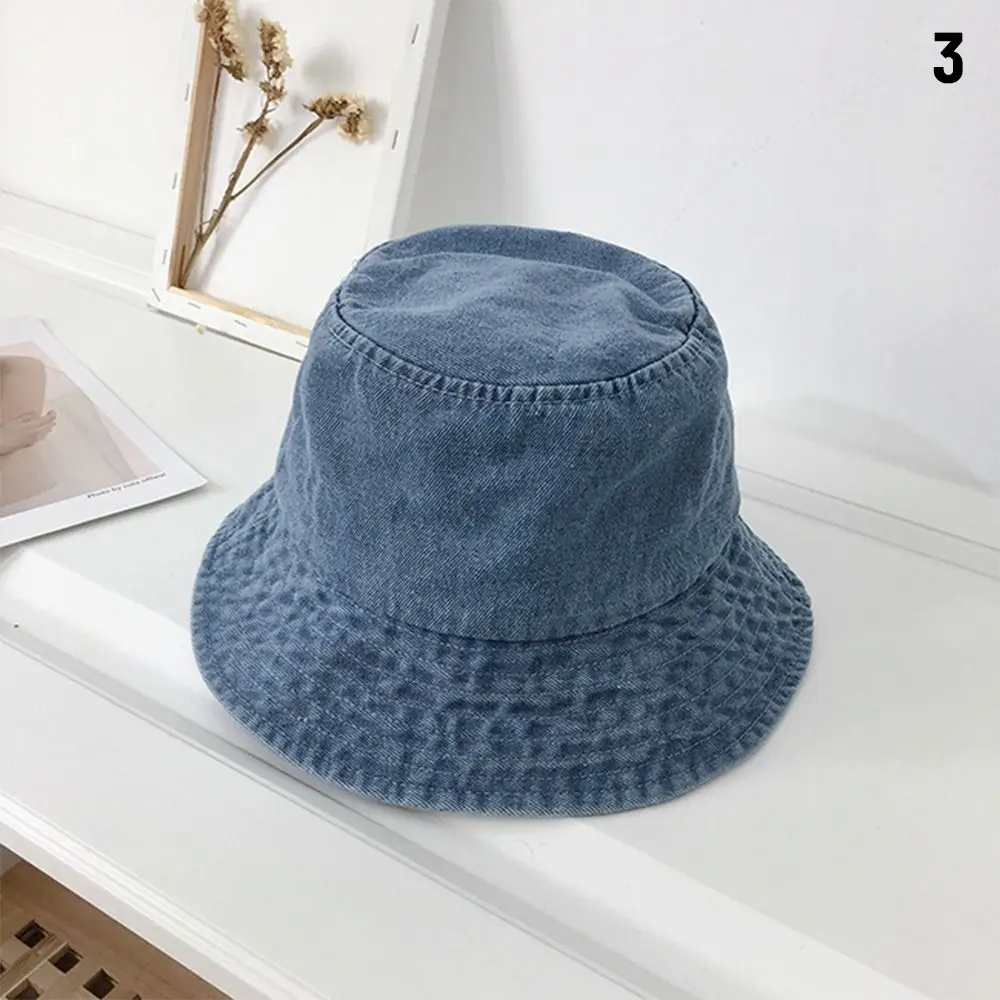 Sombreros de cubo de algodón Unisex para mujer, sombrero panamá con protección solar de verano para hombre, gorro de tela vaquera para el sol, sombrero de pescador al aire libre, gorra de playa