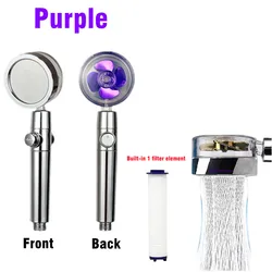 Turbo Fan High-Pressure Water-Saving Adjustable Showerhead with 360-Degree Rotation and Filters (PURPLE)