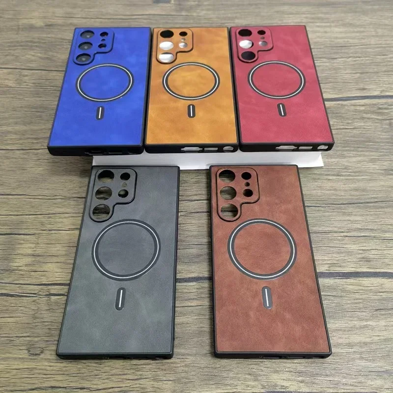 Magnetic Retro Leather Shockproof Matte Phone Case