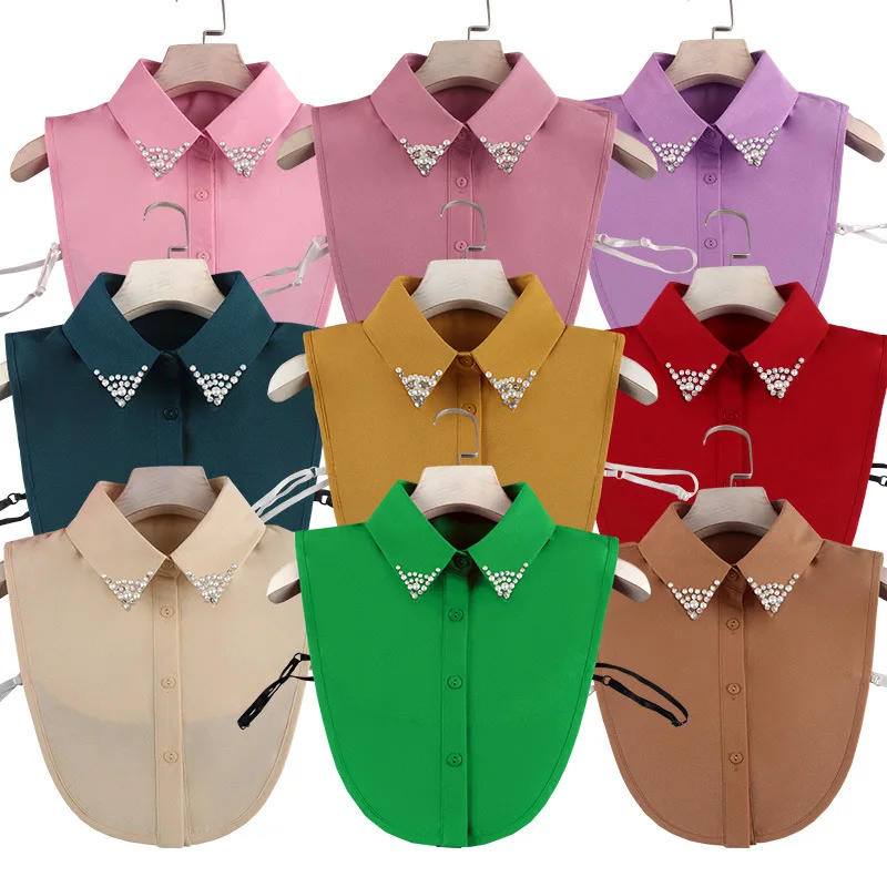 Camicia Da Donna Bianca Collari Falsi Nero Rimovibile Peto Mujer Chemisier Colletto Finto Collari Staccabili Da Donna Stand Faux Cols