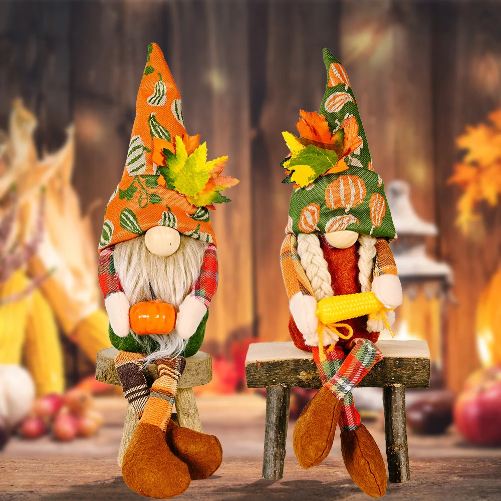 Fall Gnome Pumpkin Sunflower Swedish Elf Dwarf Plush Ornaments for Home Christmas Autumn Thanksgiving Decor