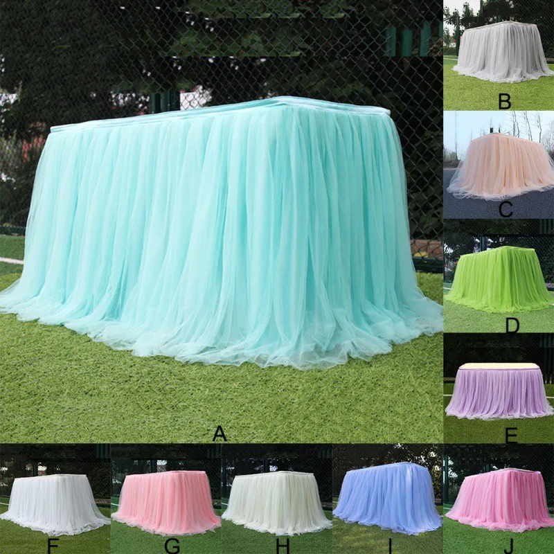 Table Skirt 100*75cm Party Table Skirt Tulle Table Cloth for Wedding Christmas Baby Shower Birthday Events Banquet Decor Home Decor