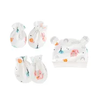 Newborn Hat+Gloves+Socks Set for Baby Boy&Girl Cotton Fall Casual Photography Props Soft Headwear Infant Nightcap Fashion 6