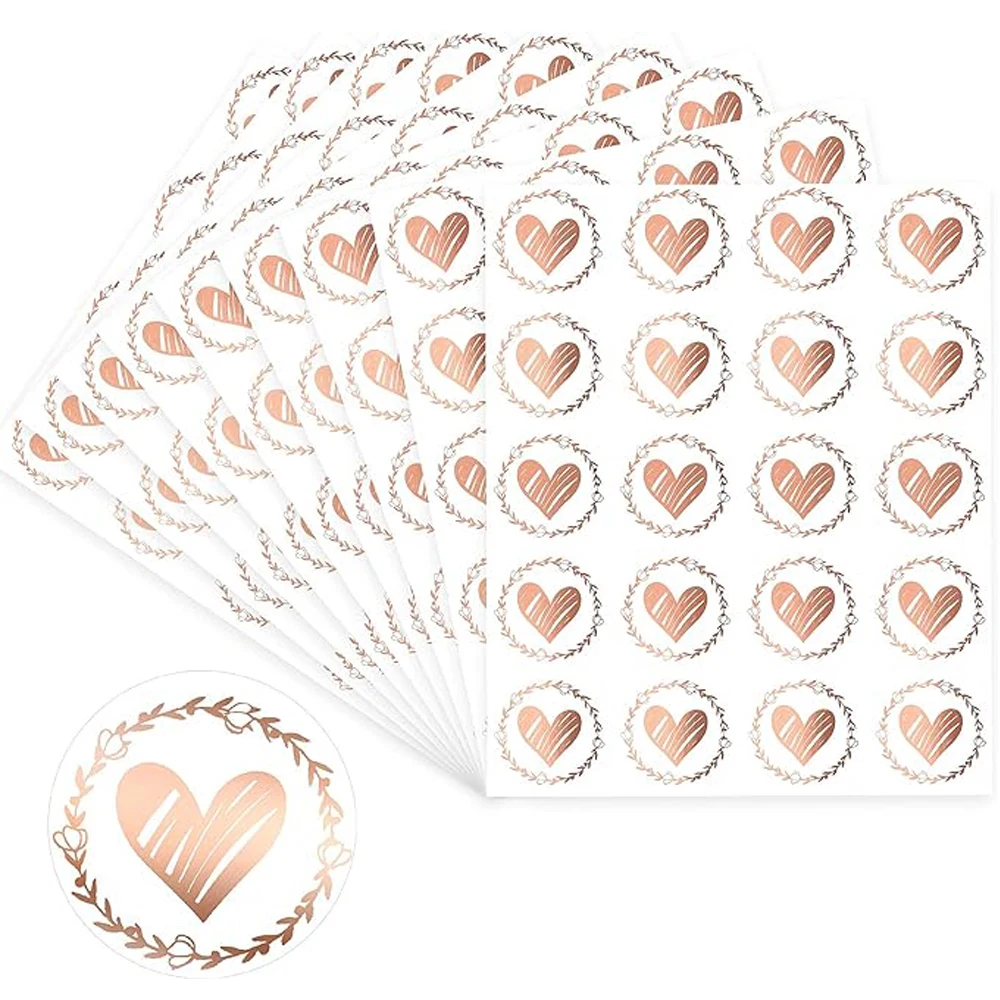 

300 Pieces Clear Heart Envelope Seals Bronzing Transparent Sealing Stickers Love Stickers Gold Silver Black Card Sealing Sticker