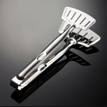 12 Inch Wide Head Fried Fish Clip Satinless Steel Fry Food Clamp Pan Cooking Tongs Outdoor Barbecue Non-stick Kitchen Accessorie