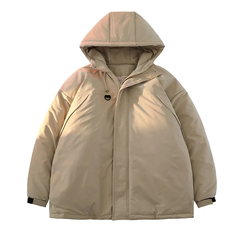 2023 Winter Men Parkas Thicken Warm Thermal Coat Male Turn Down Collar Solid Color Casual Hooded Jacket Fashion New Streetwear