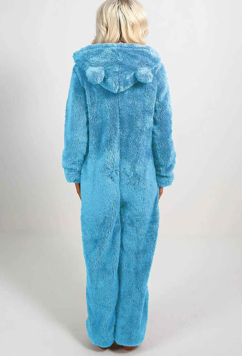 Hooded Fuzzy Bear Onesies For Adults Women One Piece Fuzzy