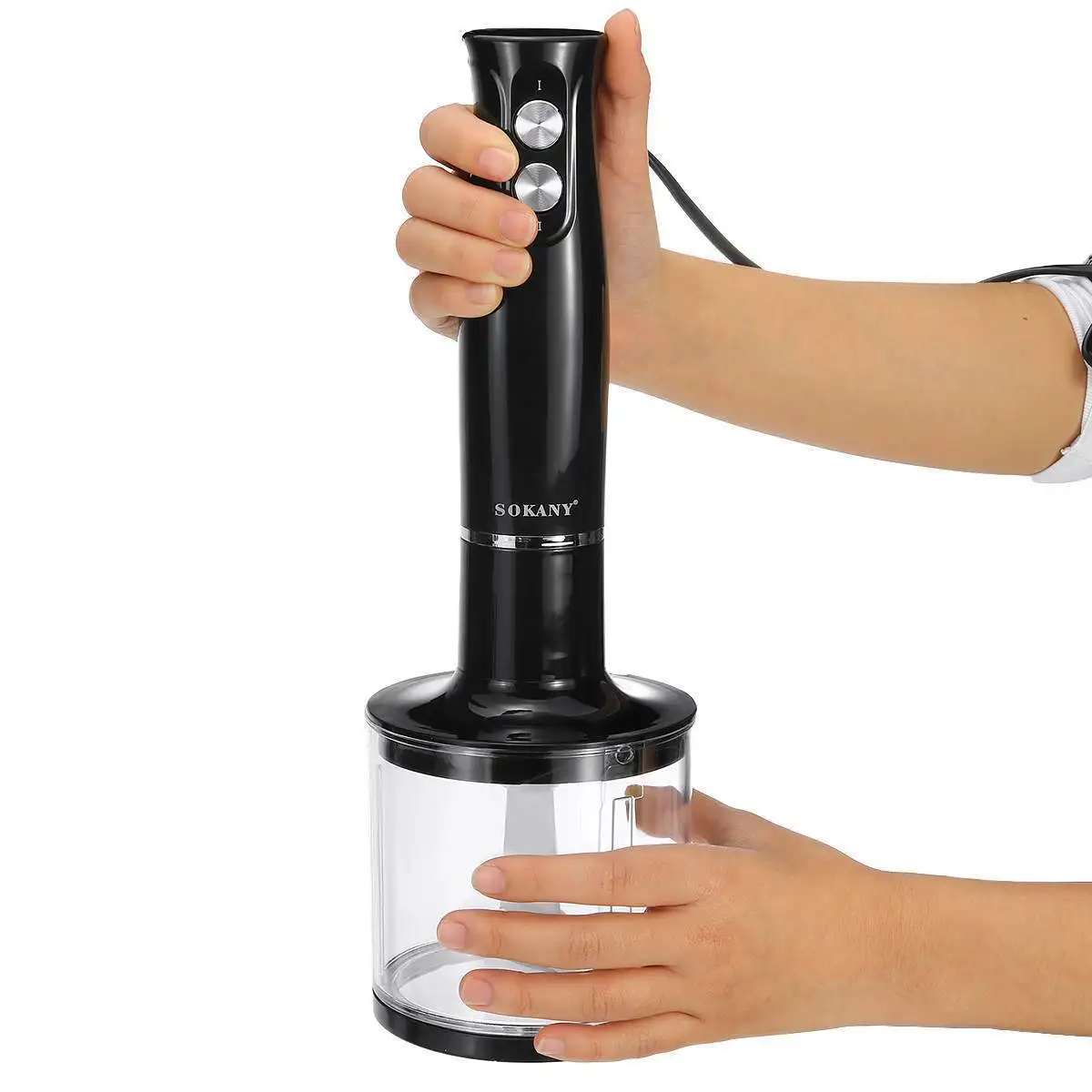 Hand Immersion Blender 500W 4-in-1 Stainless Steel Stick Food Mixer 700ml Mixing Beake 500ml Processor Whisk 5