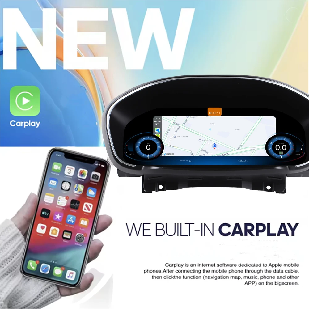 12.3인치 HD 스크린 디지털 계기판 (르노 메간 4 탈리스만 2016-2023용) 속도계 CarPlay/오토 버추얼 콕핏