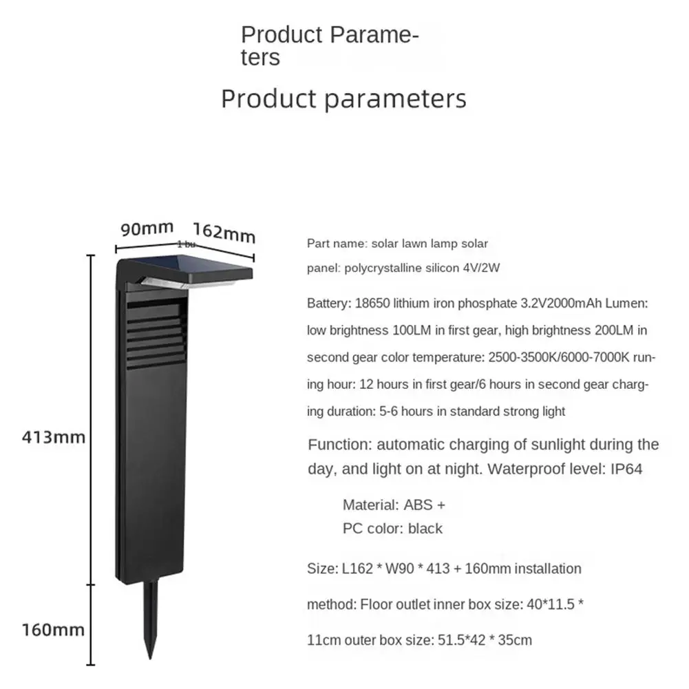 ABS+PC LED Solar Garden Lights Outdoor Ip64 Waterproof Adjustable Light Control Induction Lawn Lamp solar light led landscape lighting