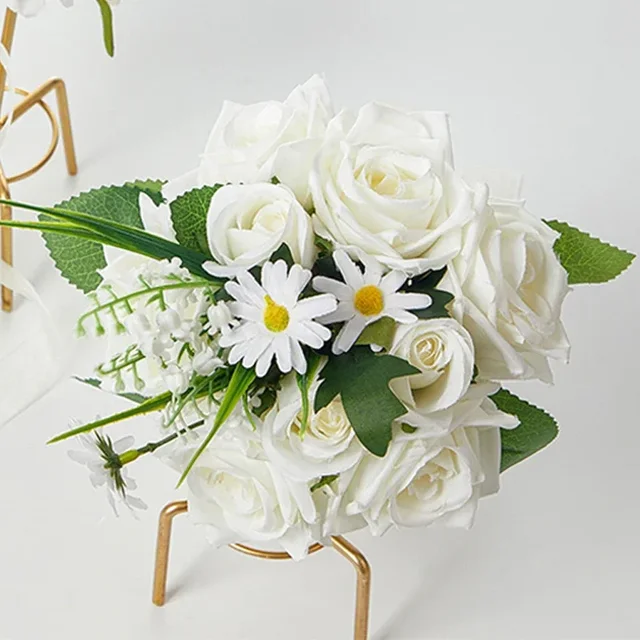 1pc Bride Bouquet White Rose Wedding Flower