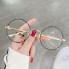 Metal Big Frame Round Prescription Glasses With Astigmatism Anti Blue Light Student Nearsighted Spectacles 0 -0.5 -0.75 To -4 6