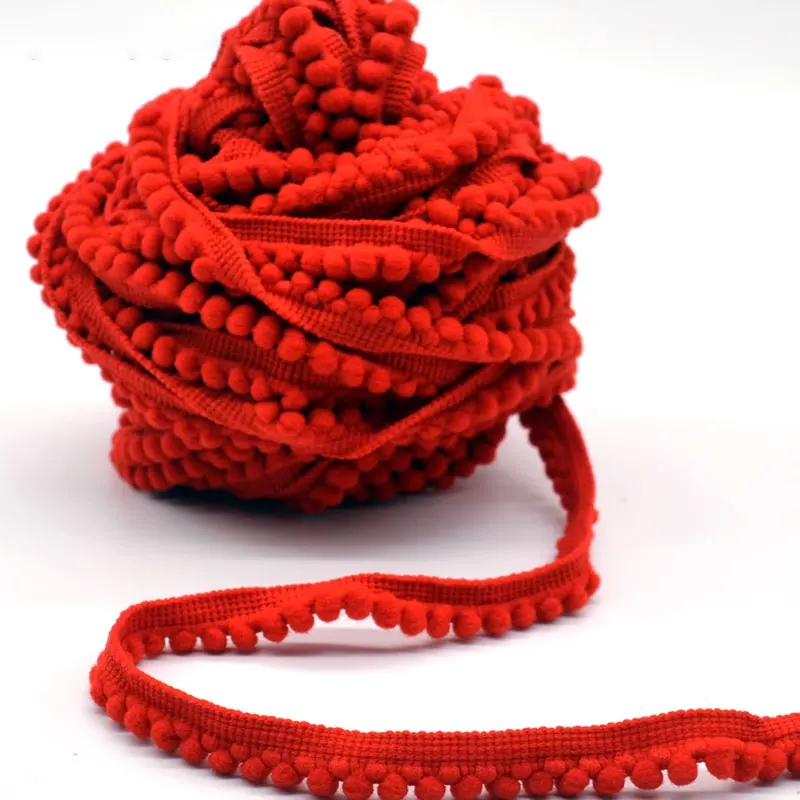 Mini Pom Pom Fringe Ribbon Lace Trim for DIY Home Decor and Crafts - 35 Vibrant Colors
