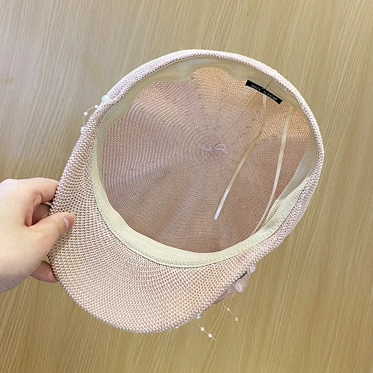 pearl flower ventilation lady leisure Octagonal hat women visors cap women baseball cap