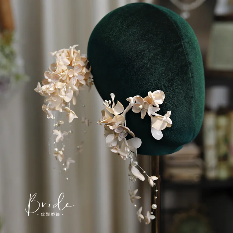 banjo Soepel toewijding Bruid Kleine Bloem Beige Haarspeld Nieuwe Chinese Wedding Side Haar  Decoratie Haaraccessoires Voor Vrouwen - AliExpress