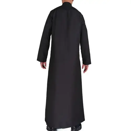 Men Casual Loose Kaftan Muslim Thobe Jubba Dishdasha Thawb Islamic Dress Abaya Arab Plain Color Robe - Image 5