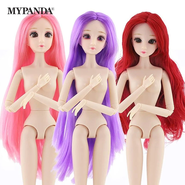 30cm DIY Princess Dolls 18 Moveable Joints Doll Body 3D Eyes Girls