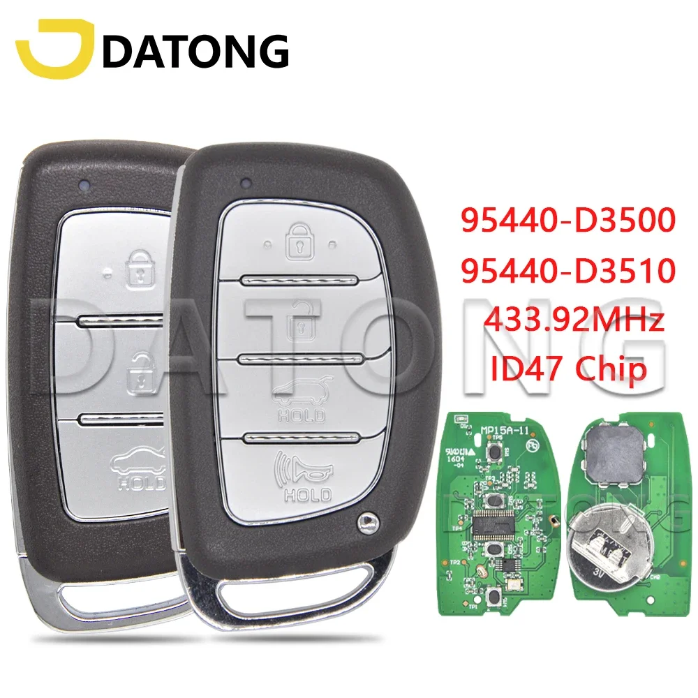 

Datong Wolrd Car Remote Control Key For Hyundai Tucson 2019-2022 95440-D3500/3510 TQ8-FOB-4F11 ID47 433.92MHz Promixity Card