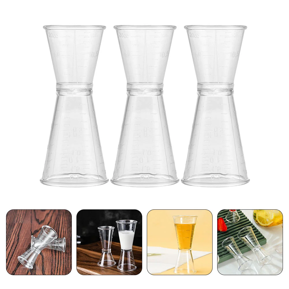 

3 Pcs Plastic Double-ended Measuring Cup Cocktail Jigger Tool Ounce Shot Measure Cups Sided Bartending Supplies