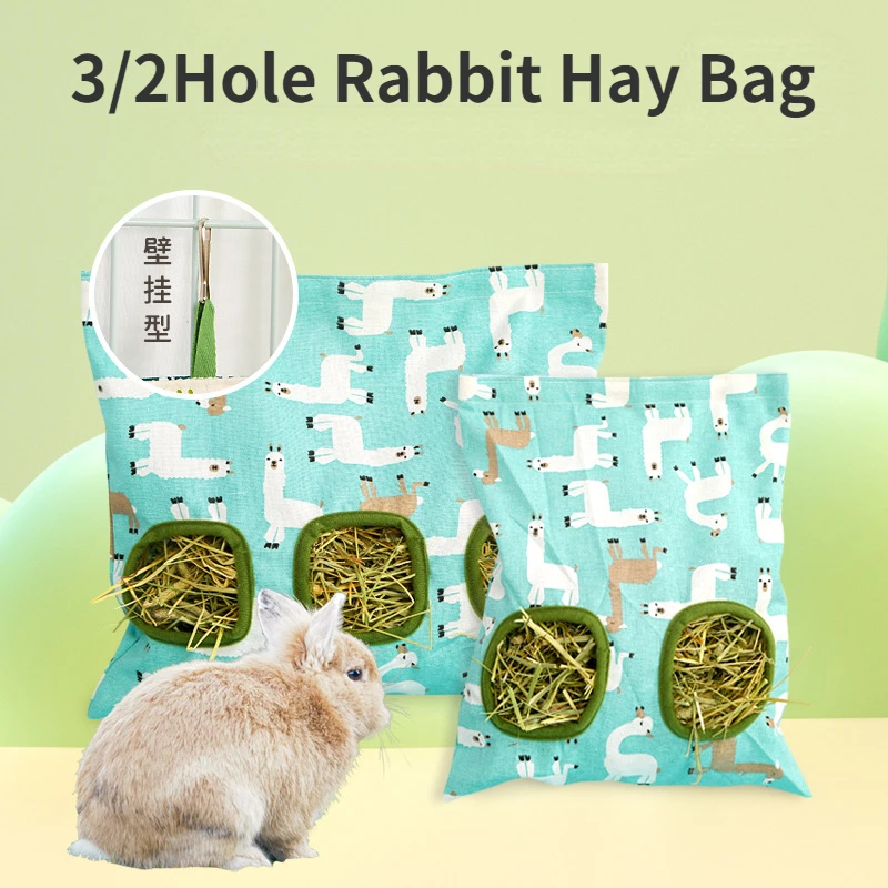 Hay Bag Feeder Holder Container for Rabbit Guinea Pig Small Animals Pet Bunny Cage Accessories hay bag,rabbit hay feeder,pet food feeder,small pet cage accessories