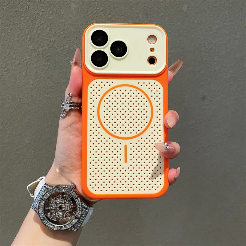 Honeycomb Magnetic Heat Dissipation Candy Color Phone Case with Closed Camera Lens & Anti-Fall Protection