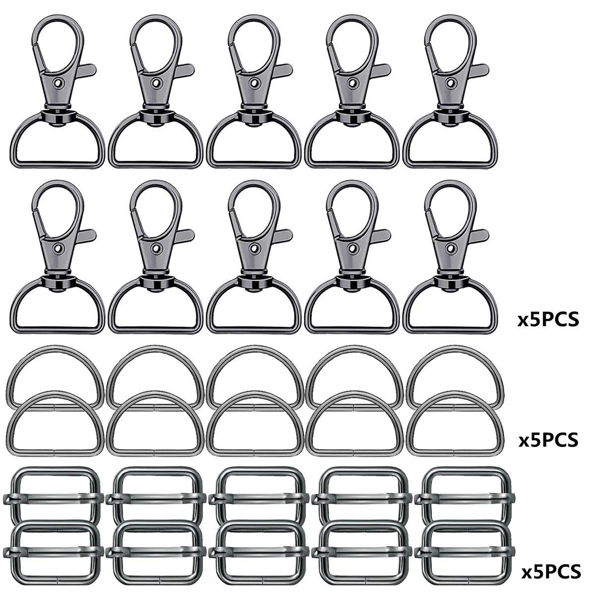 15-Pack Versatile Swivel Clasp & Slider Set for Keychains and Lanyards