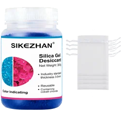 Moisture - Absorbing Silica Gel with Organza Storage Bags - 500g Reusable Desiccant (Blue 300g)