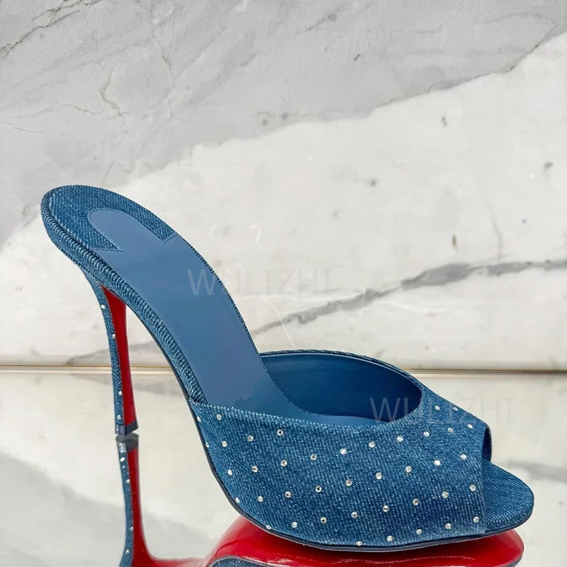 Light Pink Shiny Cute Slingback Girls Open Heels Peep Stiletto Black Patent Leather Beach Slippers Denim Diamond Purple Shoes women sandals women high heels