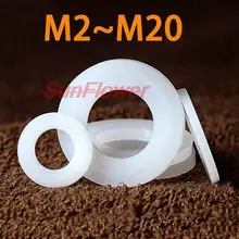 

M2 M2.5 M3 M4 M5 M6 M8 M10 M12 M14 M16 M18 M20 White Black Nylon Plastic Flat Washer Plane Spacer Insulation Seals Gasket Ring