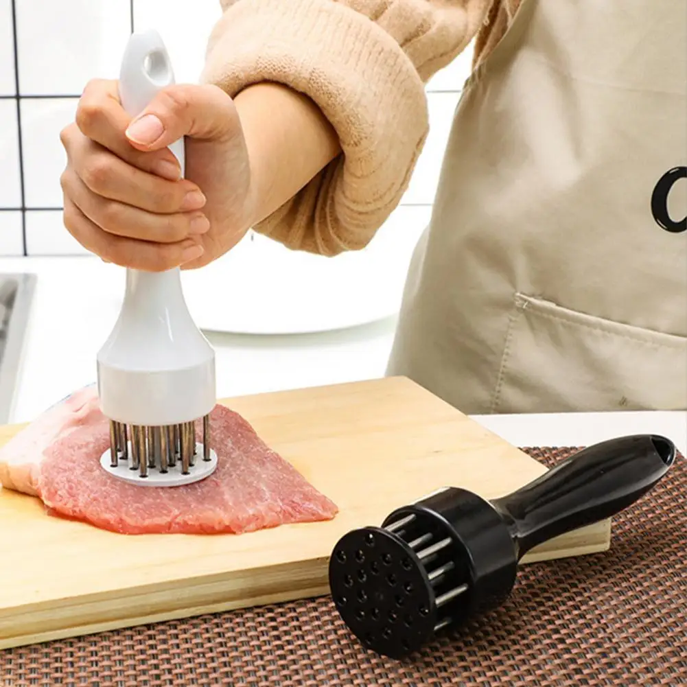 Meat Tenderizer Needlewith Lid Stainless Steel 16 Needles Manual Meat Grinder Tender Mallet Kitchen Tools Cooking Accessories