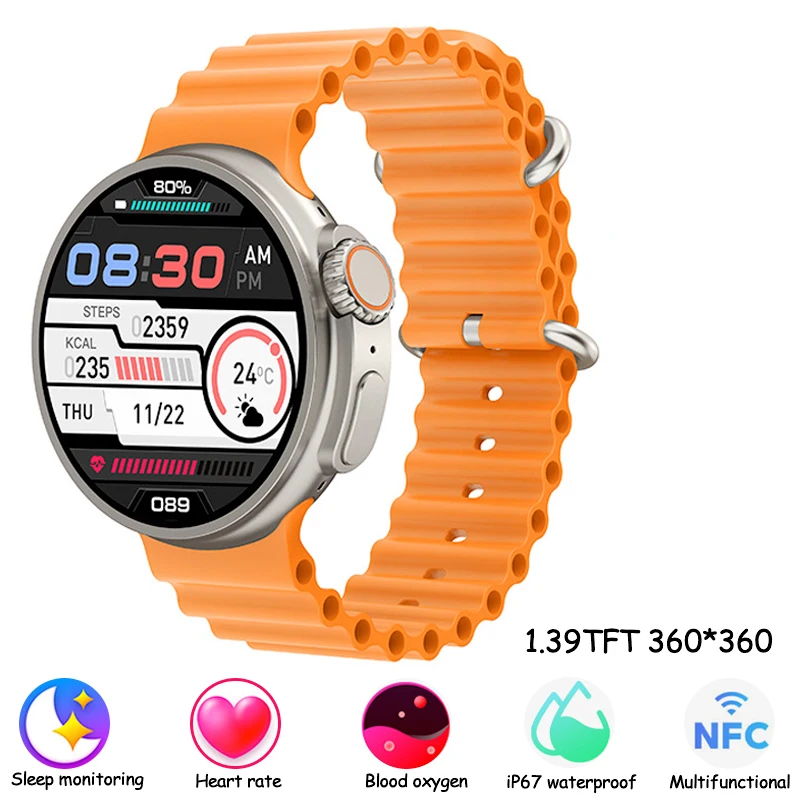 K9 Ultra Pro Round Smart Watch 1.39 pulgadas Sport Smartwatch Bluetooth  Llamada NFC Impermeable Ritmo cardíaco oxígeno en sangre Fitness Tracker