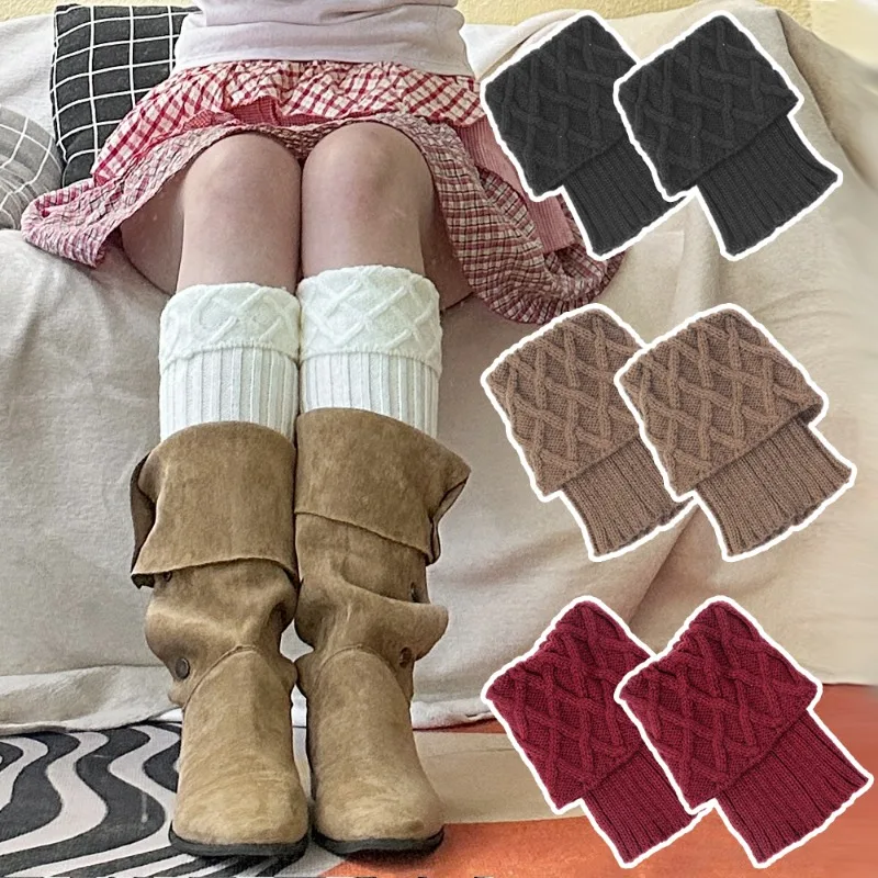 

Women Leg Warmers Short Boot Cuffs Winter Crochet Knitted Turn Over Fashion Legging Foot Warmer Cover Thick Boot Cuffs Cover Hot