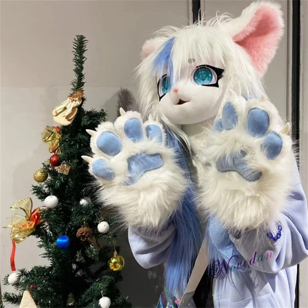 Cute Fursuit Kigurumi Headset Furry Animal Cosplay Costume Comiket Furries Rubbit Doll Cat Kig Mask Cosplay Halloween Costume