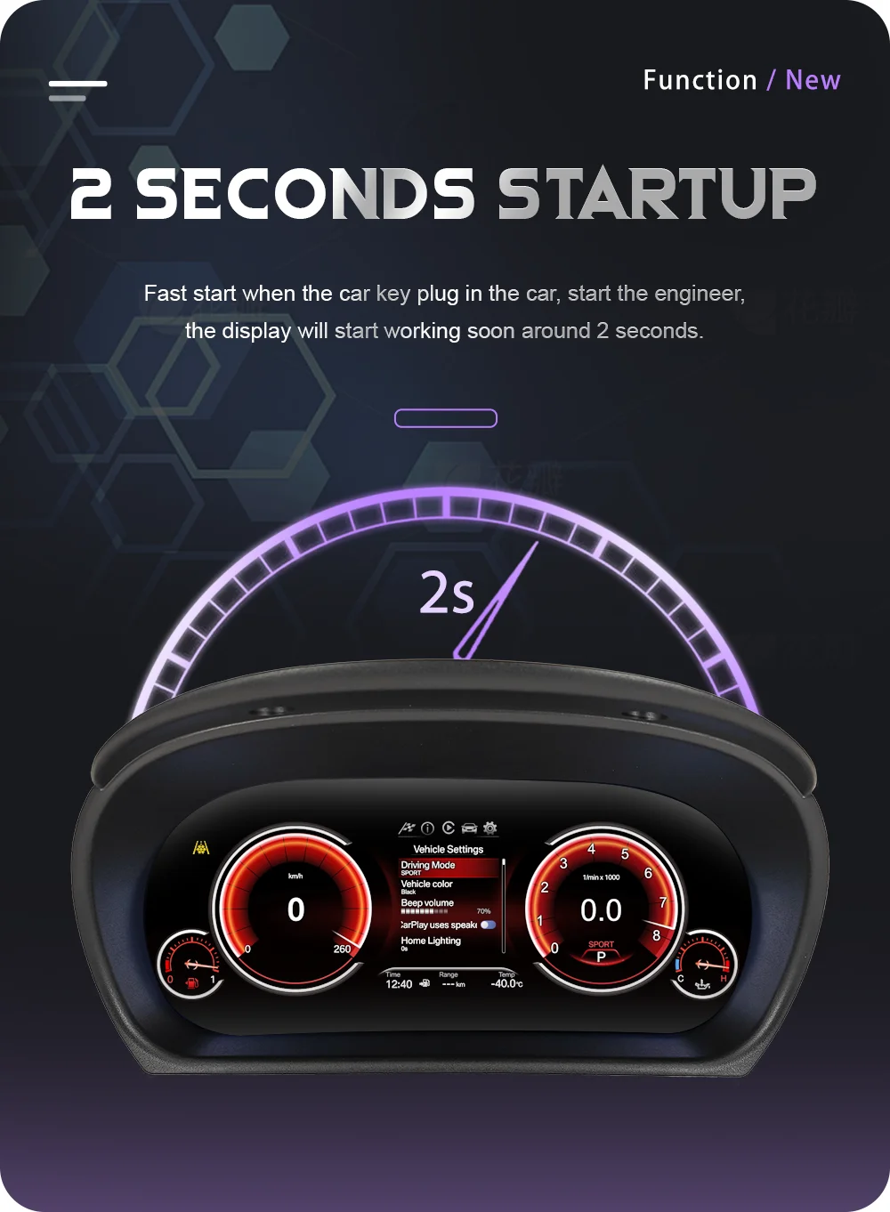 Panel de Instrumentos Digital LCD para BMW Serie 5 E60 E61 E63 E64 CIC CCC Años 2003-2009, Velocímetro Virtual con Función Carplay Inalámbrica 2