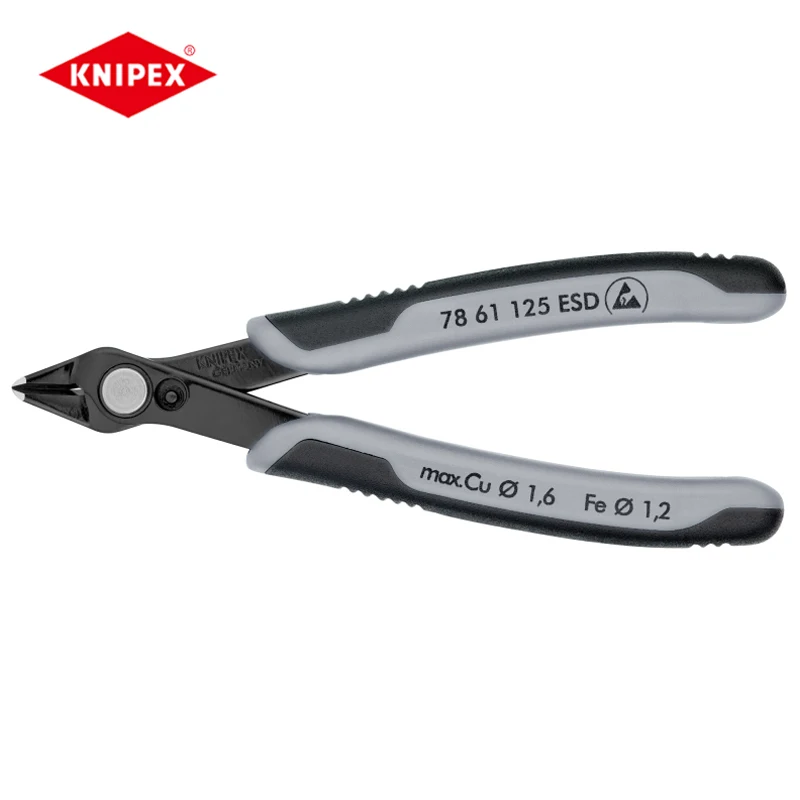 

Knipex 78 61 125 ESD Electronics Super Knips-ESD Handles Diagonal Cutter with Opening Spring Dissipative