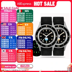 RDUNAE 40mm Retro Men's Watch NH35 movement Automatic Mechanical C3 Luminous Sapphire Glass TR900 Fifty Wristwatch Reloj Hombre