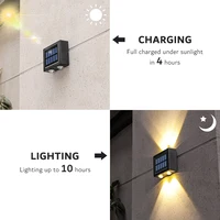XFLAMPER Warm White 4LED Solar Lights Outdoor for Garden Up and Down IP65 Waterproof Wall Lamps for Home Yard Decoration (2PCS) 2