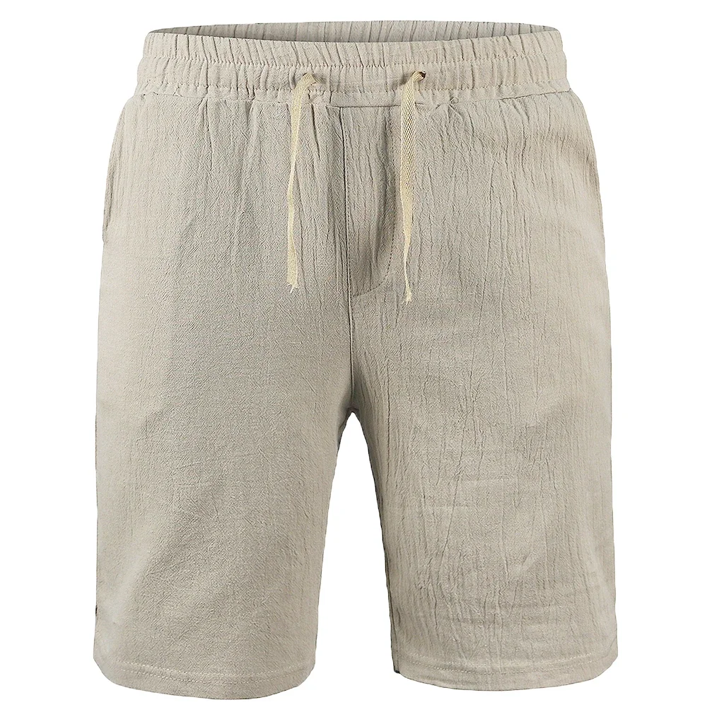 Men's Cotton Linen Short Pants Lightweight Hawaiian Summer Shorts Men Breathable Solid Color Casual Short Trousers 4