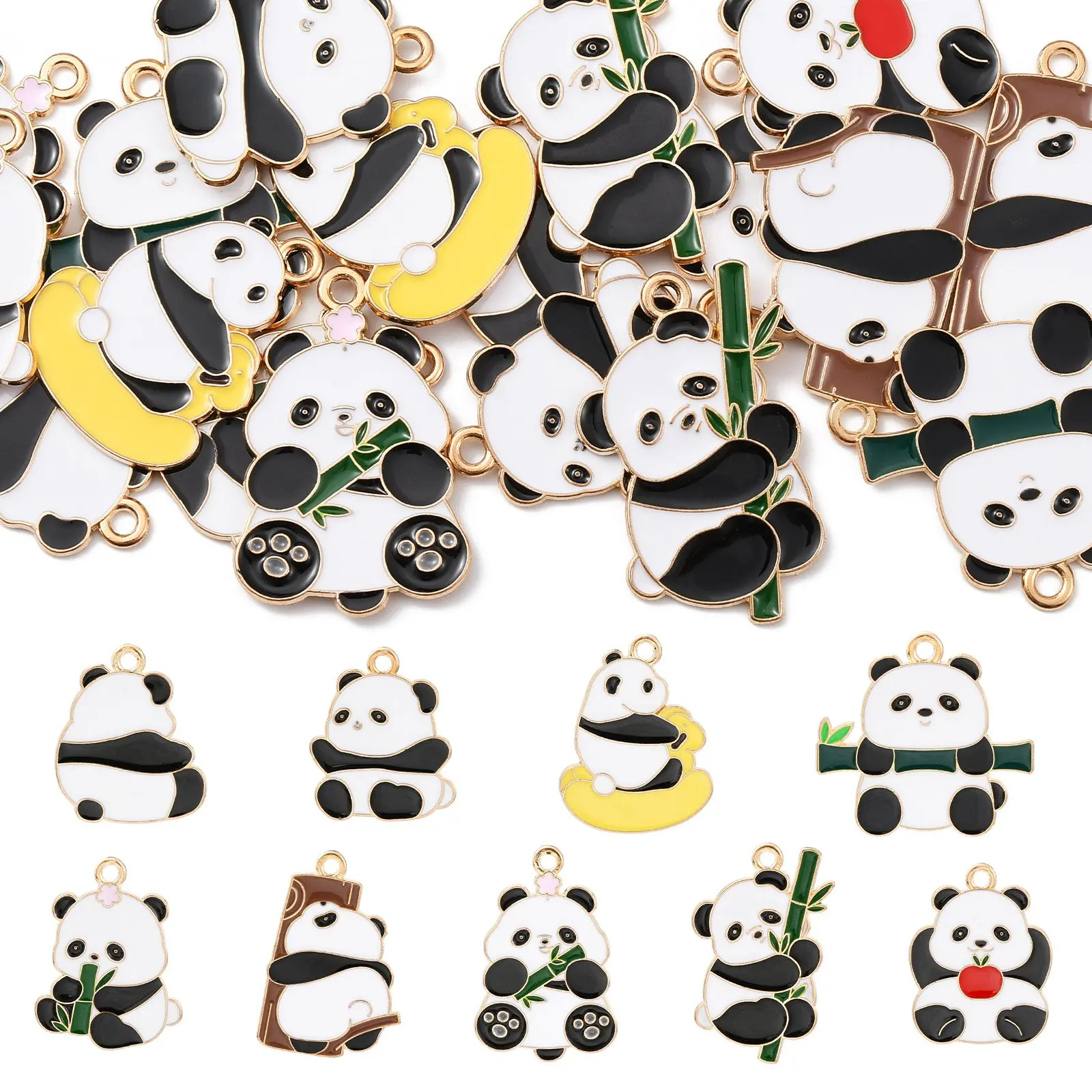 

Pandahall 18 шт. искусственная Милая черно-белая панда очаровательные бамбуковые животные эмалированные Подвески для изготовления ювелирных изделий своими руками