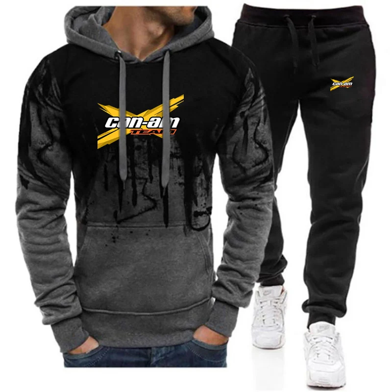 CAN-AM BRP 2022 Men's New Tracksuit Printing Gradient Color Hoodies Cotton Harajuku Hooded Tops And Pants Casual Sweatpant Sets 4